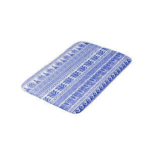 Tapis De Bain Fret grec, Motif méditerranéen, Bleu