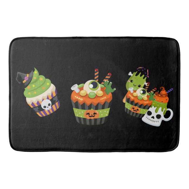 Tapis De Bain Friandises Halloween mignonnes et effrayantes (Devant)