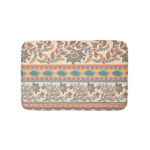 Tapis De Bain Frontières florales indiennes Motif sans joint