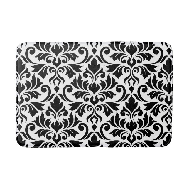 Tapis De Bain Fruit Damask Lg Motif noir sur blanc (Devant)