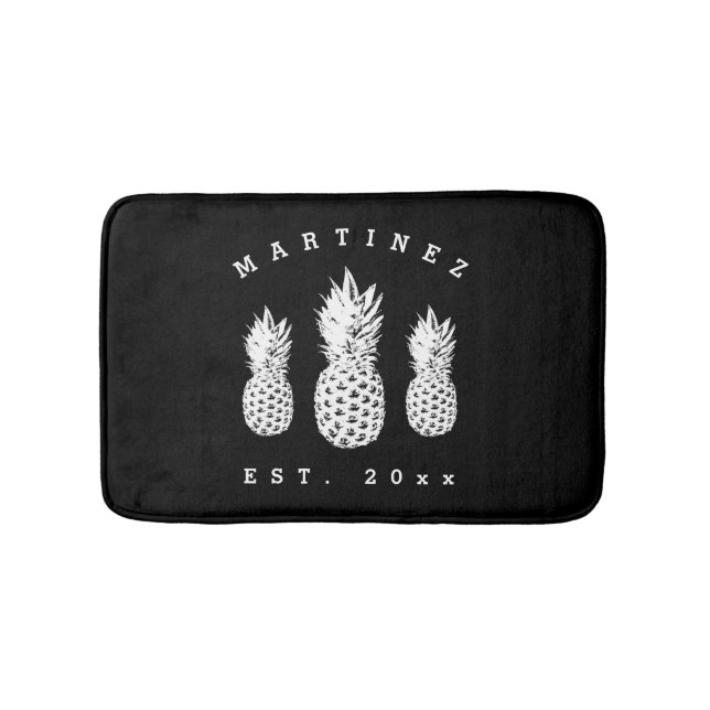 Tapis De Bain Fruit de bain personnalisé pour ananas noir et bla (Devant)