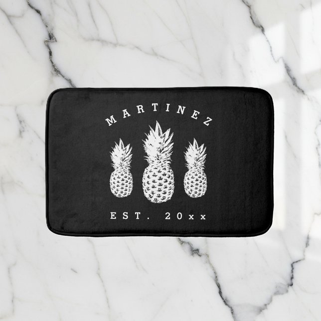 Tapis De Bain Fruit de bain personnalisé pour ananas noir et bla (black pineapple bath mat)