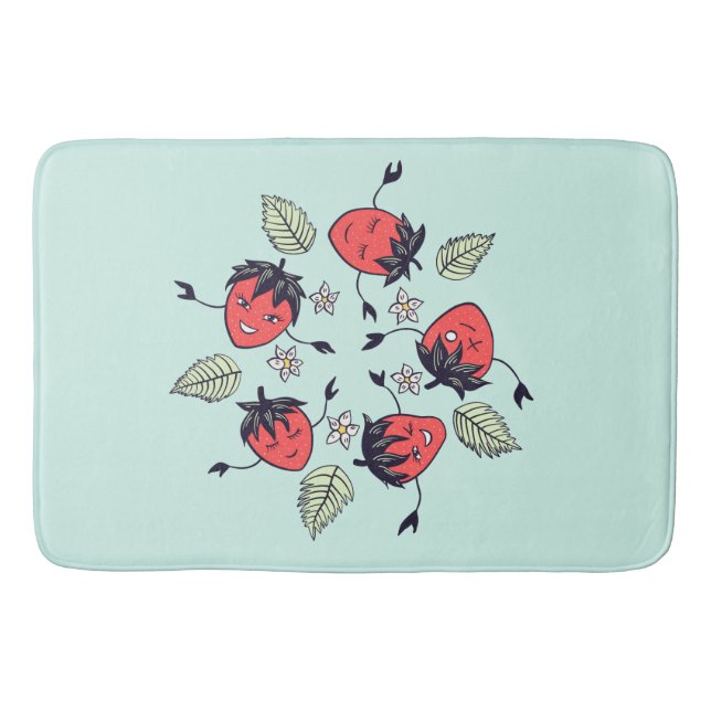 Tapis De Bain Fruit Kawaii à la fraise mûre (Devant)