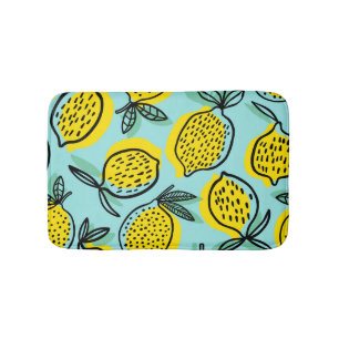 Tapis De Bain Fruits de citron : motif vintage été.