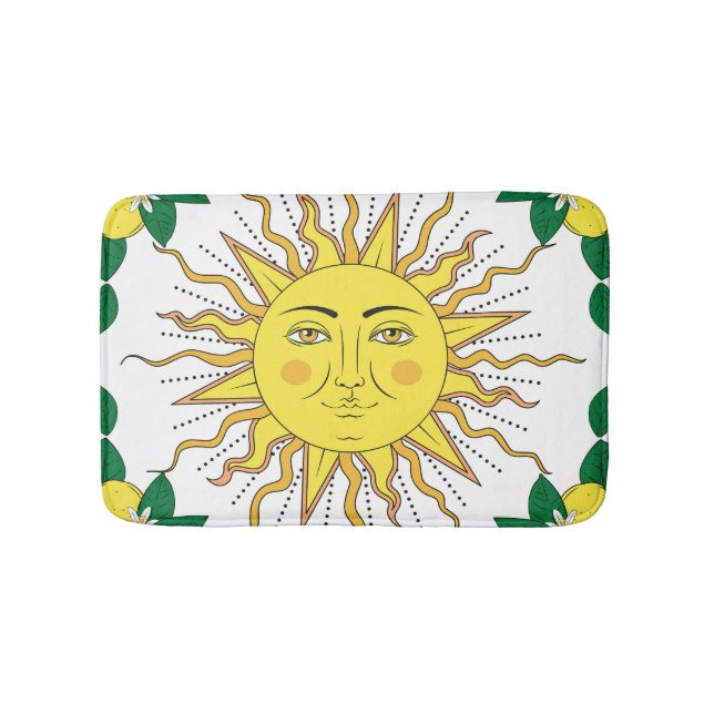 Tapis De Bain Fruits de citron tropicaux, Face Soleil. (Devant)