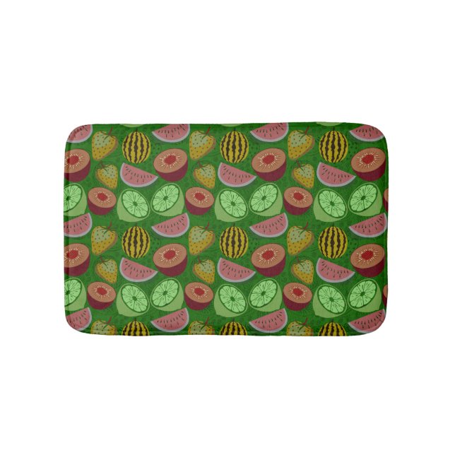 Tapis De Bain Fruits tropicaux motifs et vert arrière - plan (Devant)