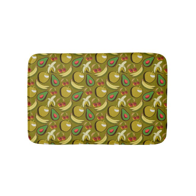 Tapis De Bain Fruits tropicaux sans soudure motif jaune (Devant)
