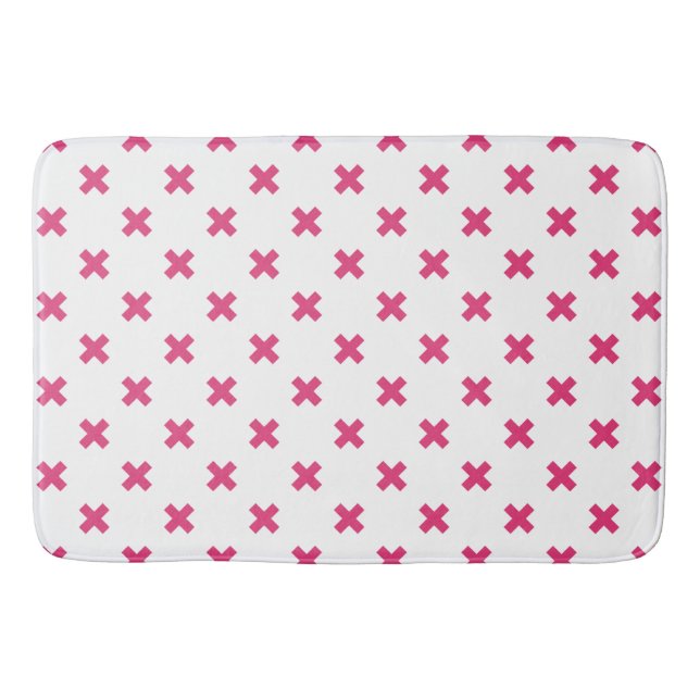 Tapis De Bain Fuchsia croix sur le blanc (Devant)