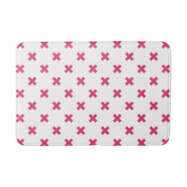 Tapis De Bain Fuchsia croix sur le blanc (Devant)