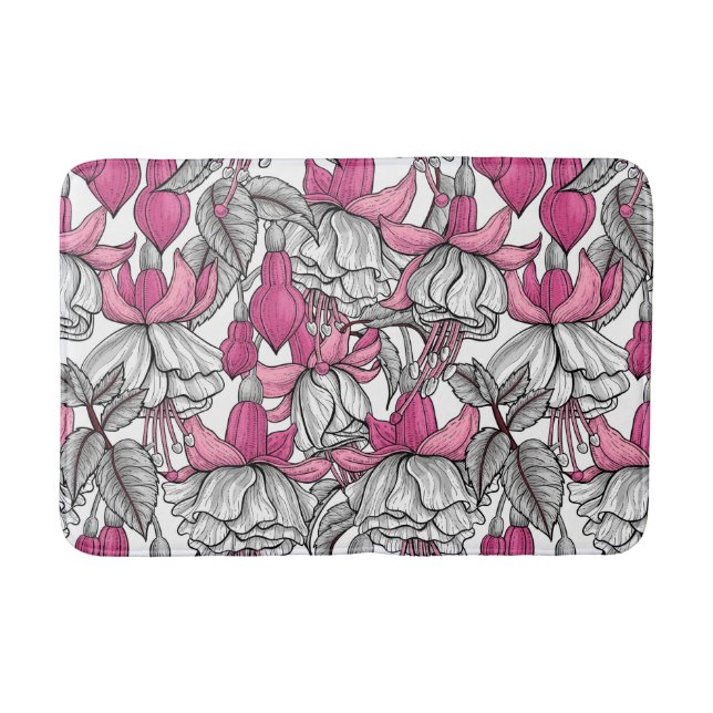 Tapis De Bain Fuchsia en blanc et rose (Devant)