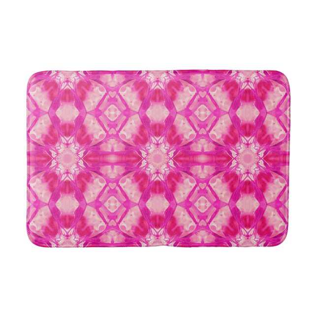 Tapis De Bain Fuchsia et Pastel Pink Tie Dye Motif (Devant)