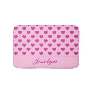 Tapis De Bain Fuchsia Pink Heart Motif Nom manuscrit y2k
