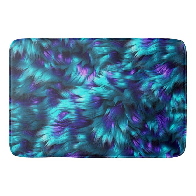 Tapis De Bain Fun Bleu et Purple fausse texture de fourrure mons (Devant)