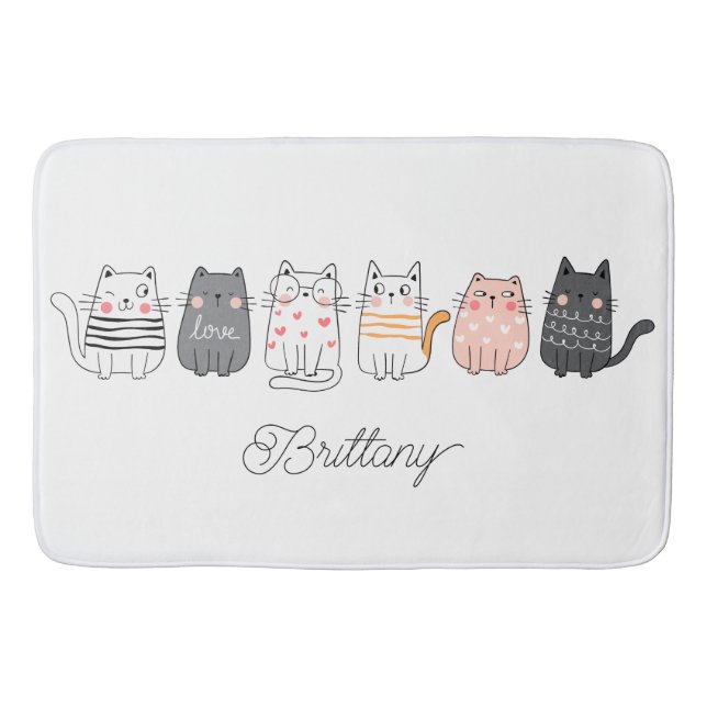 Tapis De Bain Fun Cute Chat Dessin Crazy Chat Lady Accueil (Devant)