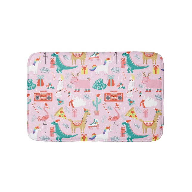 Tapis De Bain Fun de Noël : Animal Motif sans Seamless. (Devant)