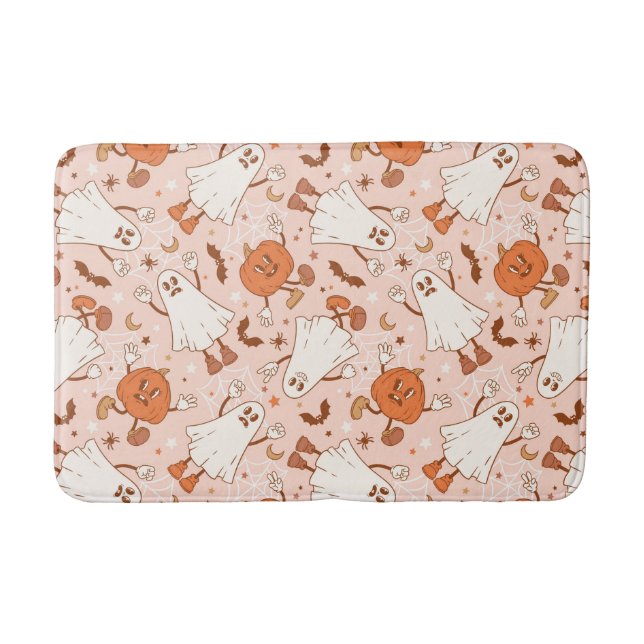 Tapis De Bain Fun Retro Ghost & Jack-O-Lantern Motif (Devant)