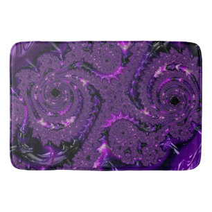Tapis De Bain Funky Bold Boho Purple Digital Abstrait Fractal