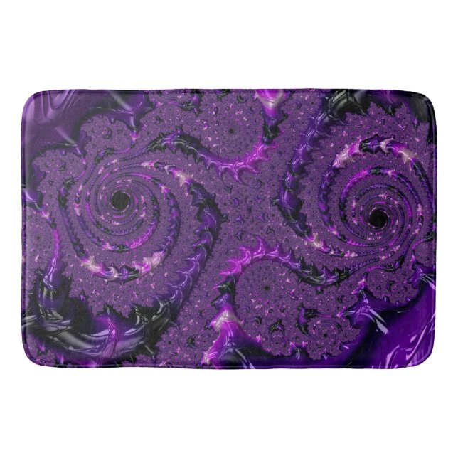 Tapis De Bain Funky Bold Boho Purple Digital Abstrait Fractal (Devant)