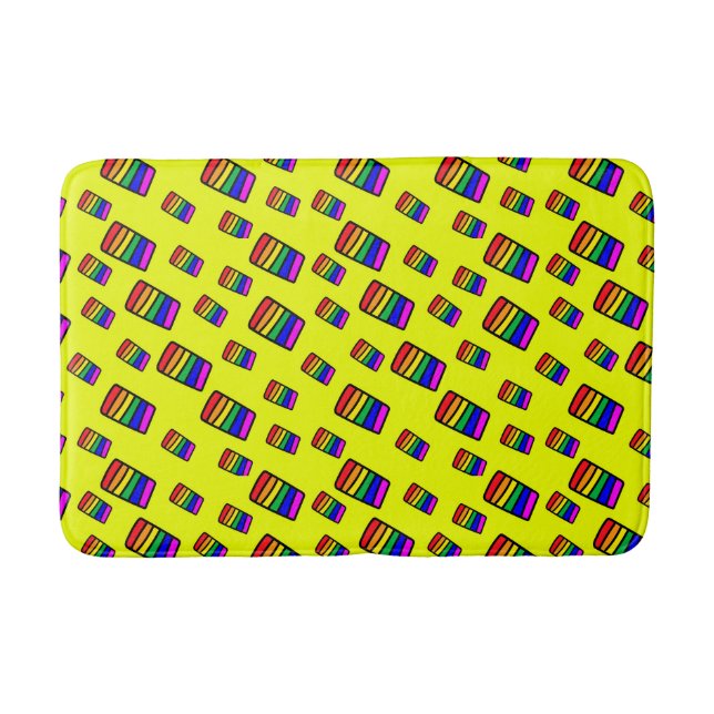Tapis De Bain Funky Neon Rainbow Block Motif (Devant)