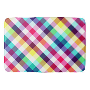 Tapis De Bain Funky Rainbow Plaid Motif Grand Mat de bain