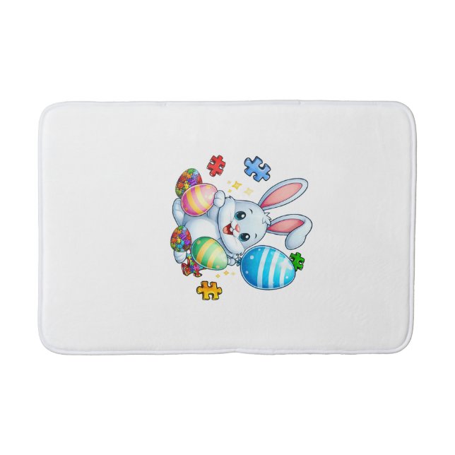 Tapis De Bain Funny Autism Awareness Puzzle Easter Bunny Eggs Ki (Devant)