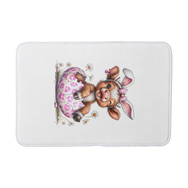 Tapis De Bain Funny Cow Easter Rabbit Cute Highland Cows Lover E (Devant)
