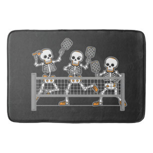 Tapis De Bain Funny Éffrayant Trois Squelette jouer Pickleball c