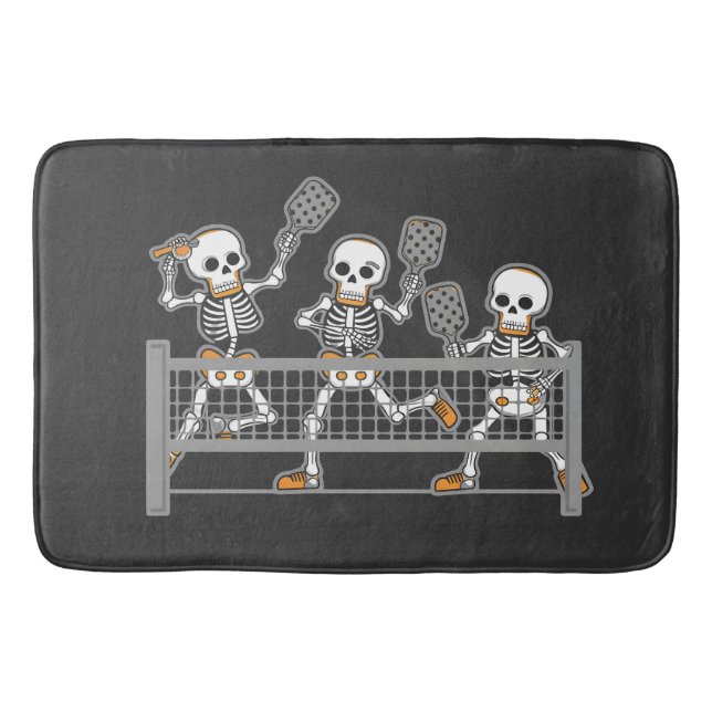 Tapis De Bain Funny Éffrayant Trois Squelette jouer Pickleball c (Devant)