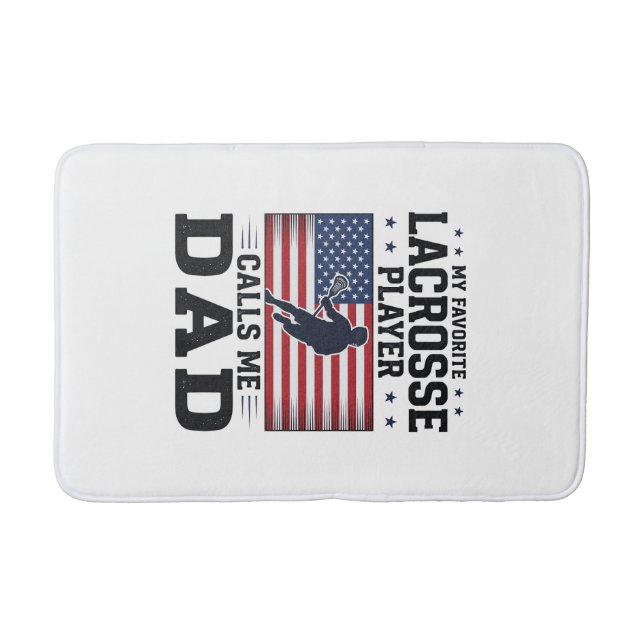 Tapis De Bain Funny Lacrosse Dad American Flag Vintage Shirt Des (Devant)