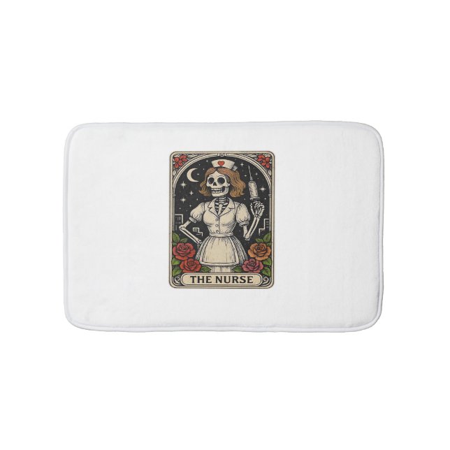 Tapis De Bain Funny Nurse Skeleton Tarot Card Halloween Nurse (Devant)