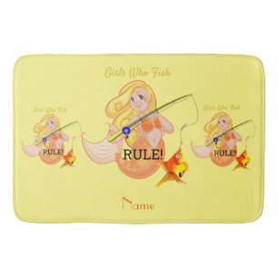 Tapis De Bain Funny Pêche Fille Sirène Thunder_Cove