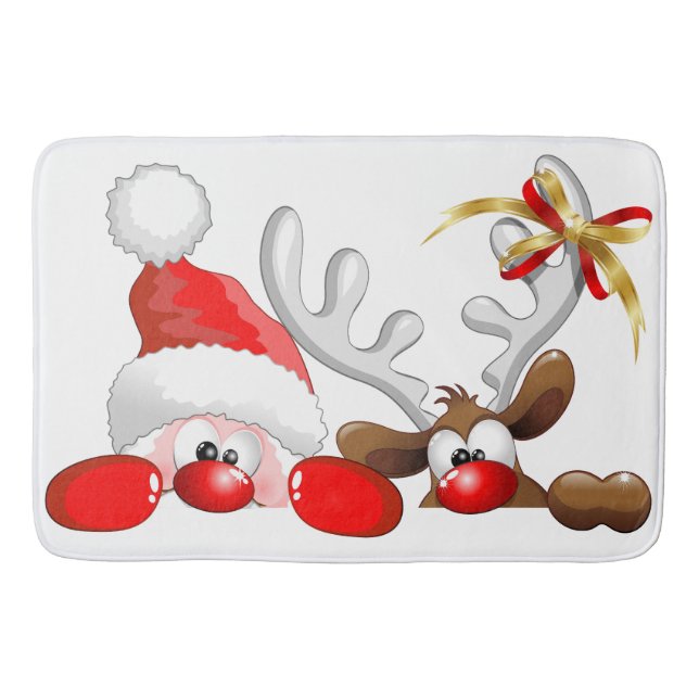 Tapis De Bain Funny Santa and Reindeer Cartoon Ornament Aimant B (Devant)