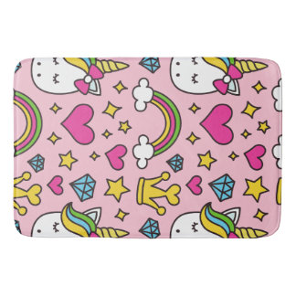 Tapis De Bain Funny Unicorn Motif rose Magique Cheval mignon