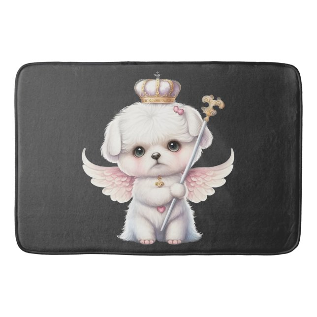 Tapis De Bain Furry Joy : Angel Wing Maltese Chig Puppy Cadeau (Devant)