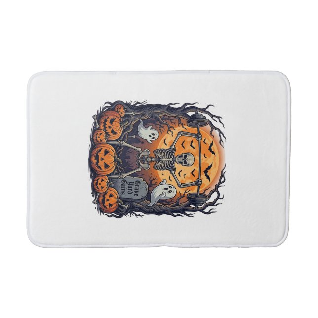 Tapis De Bain Gains de cour de graveyard squelette levant haltèr (Devant)
