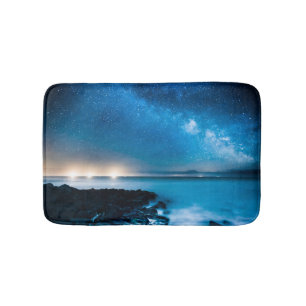 Tapis De Bain Galaxie de manière laiteuse au-dessus des bateaux