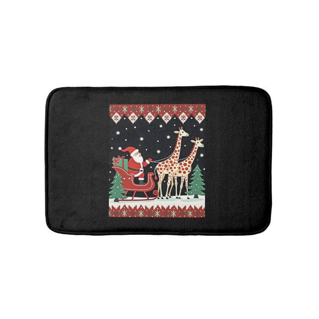Tapis De Bain Garçons Filles Santa Claus équitation Giraffe Slei (Devant)