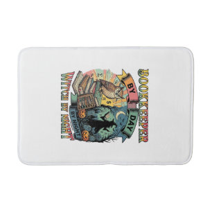 Tapis De Bain Garde de livres Jour Sorcière Nuit Halloween Hibou