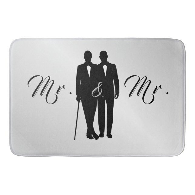 Tapis De Bain Gay Mariage Groom Silver Bath Mat (Devant)