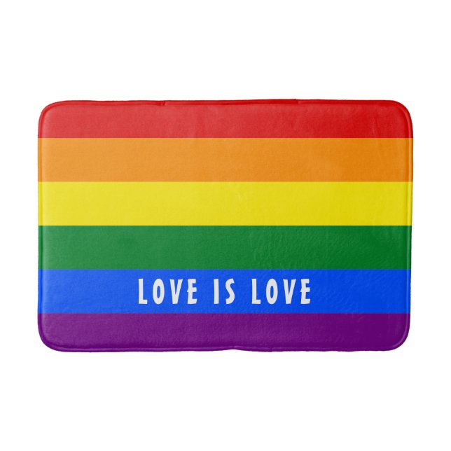 Tapis De Bain Gay pride arc-en-ciel couleur LGBT Texte personnal (Devant)