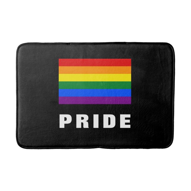 Tapis De Bain Gay pride arc-en-ciel couleur LGBTQ Texte personna (Devant)