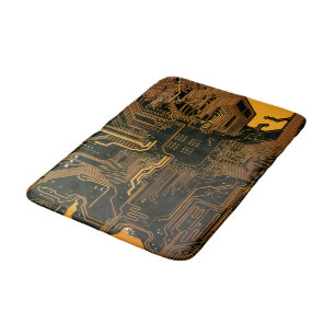 Tapis De Bain Geek Sortie carte circuit électronique orange PCB