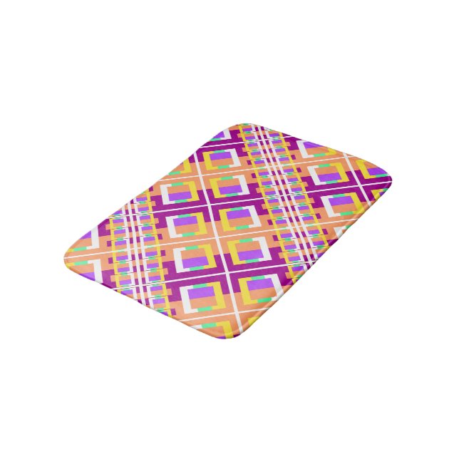 Tapis De Bain Geo bleu jaune vert (Angle)