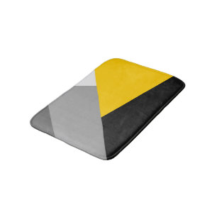 Tapis De Bain Geo jaune et noir gris moderne simple