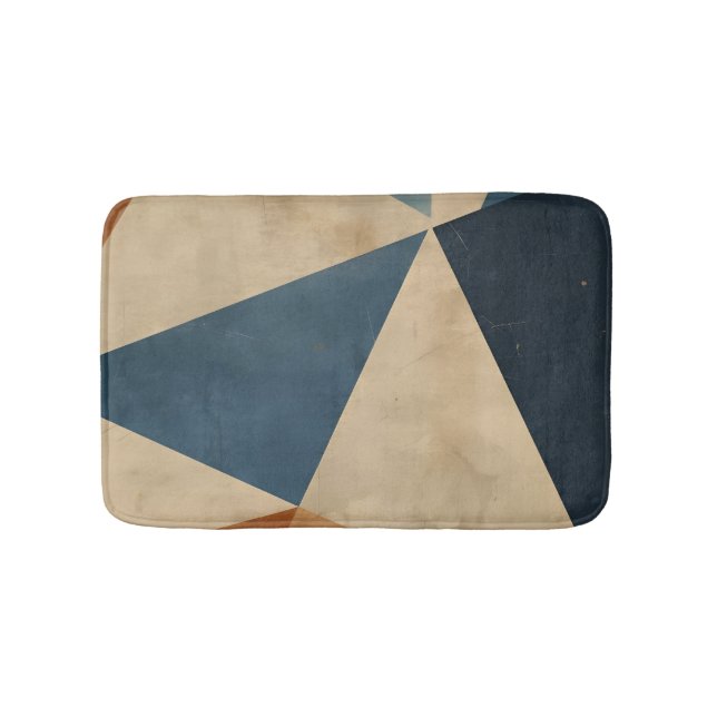 Tapis De Bain Geometric Pattern in Blues, Tans, and Rust (Devant)