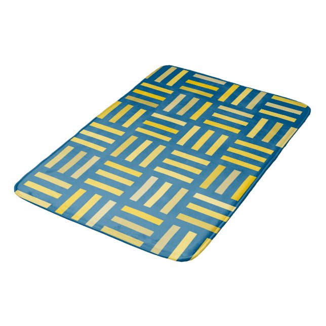 Tapis De Bain Géométrie bleue et jaune (Angle)