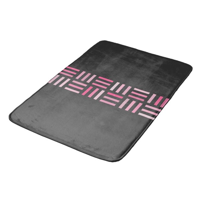 Tapis De Bain Géométrie noire et rose (Angle)