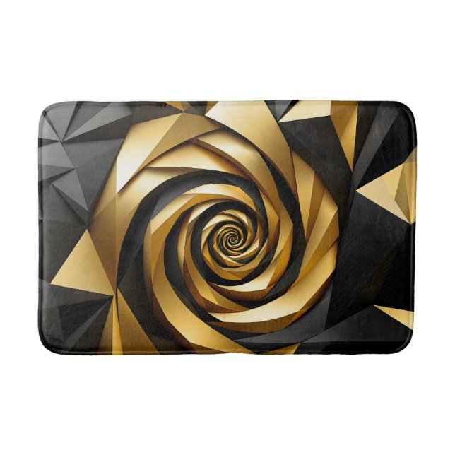 Tapis De Bain Géométrie spirale dorée (Devant)