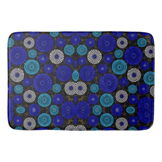 Tapis de bain géométrique African Blue Solar Burst (Devant)