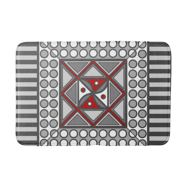 Tapis de bain géométrique alterné (Devant)